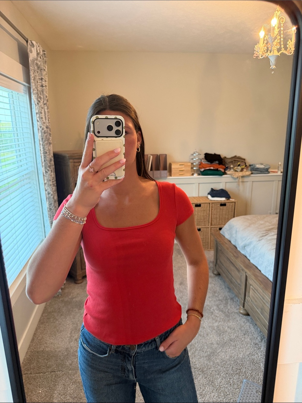 Old Navy Red Square-Neck Short Sleeve Crop Top